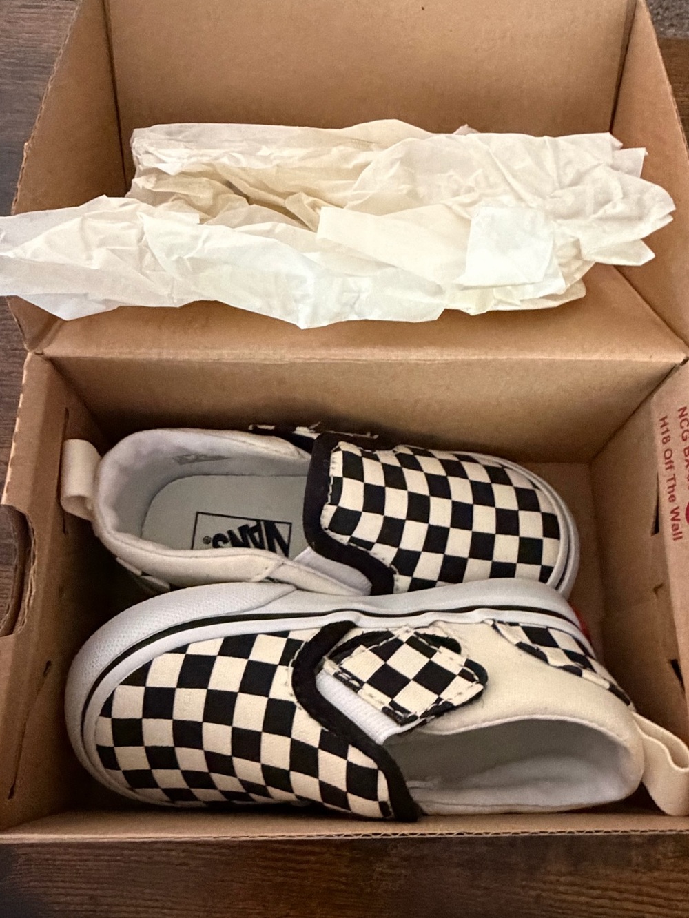 Vans Toddler Size 5 Checkerboard Slip-On Sneakers - Black & White
